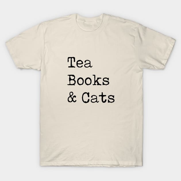 Tea Books and Cats T-Shirt by Library Of Chapters